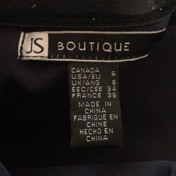 JS Boutique Navy Dress w Sequin/Beaded Collar, 6 - Picture 7 of 8